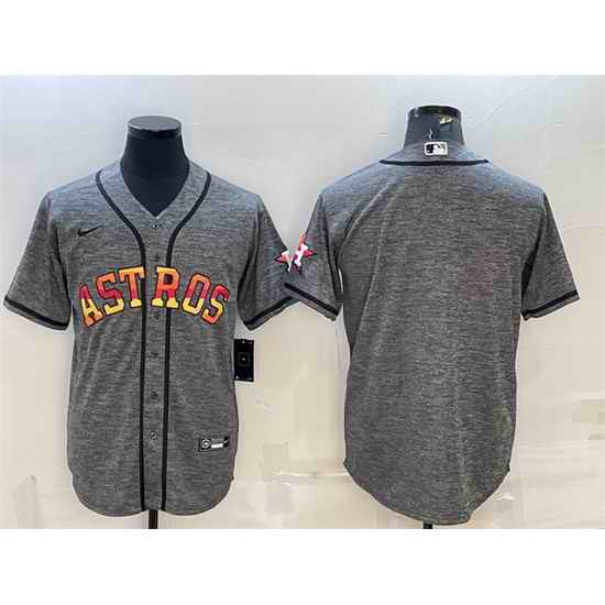 Men Houston Astros Blank Grey Cool Base Stitched Baseball Jersey